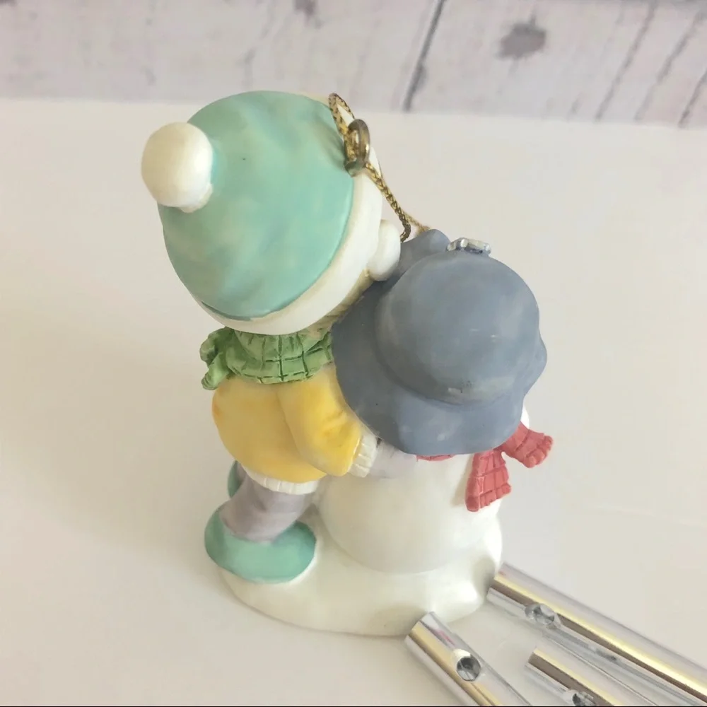 Precious Moments Christmas Wind Chime Girl Snowman Ceramic Figurine